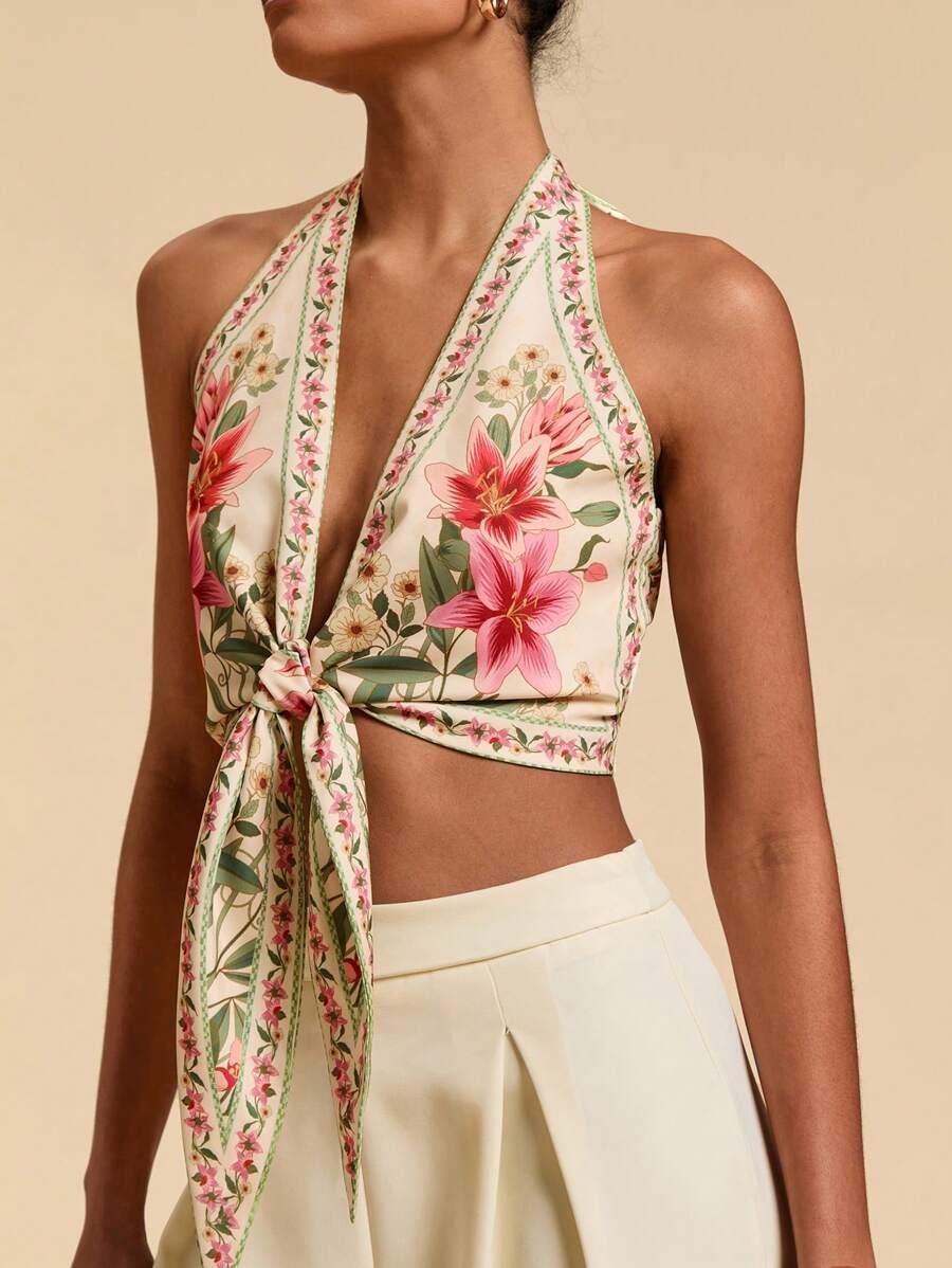 SHEIN TOP WZÓR KWIATY S06__S
