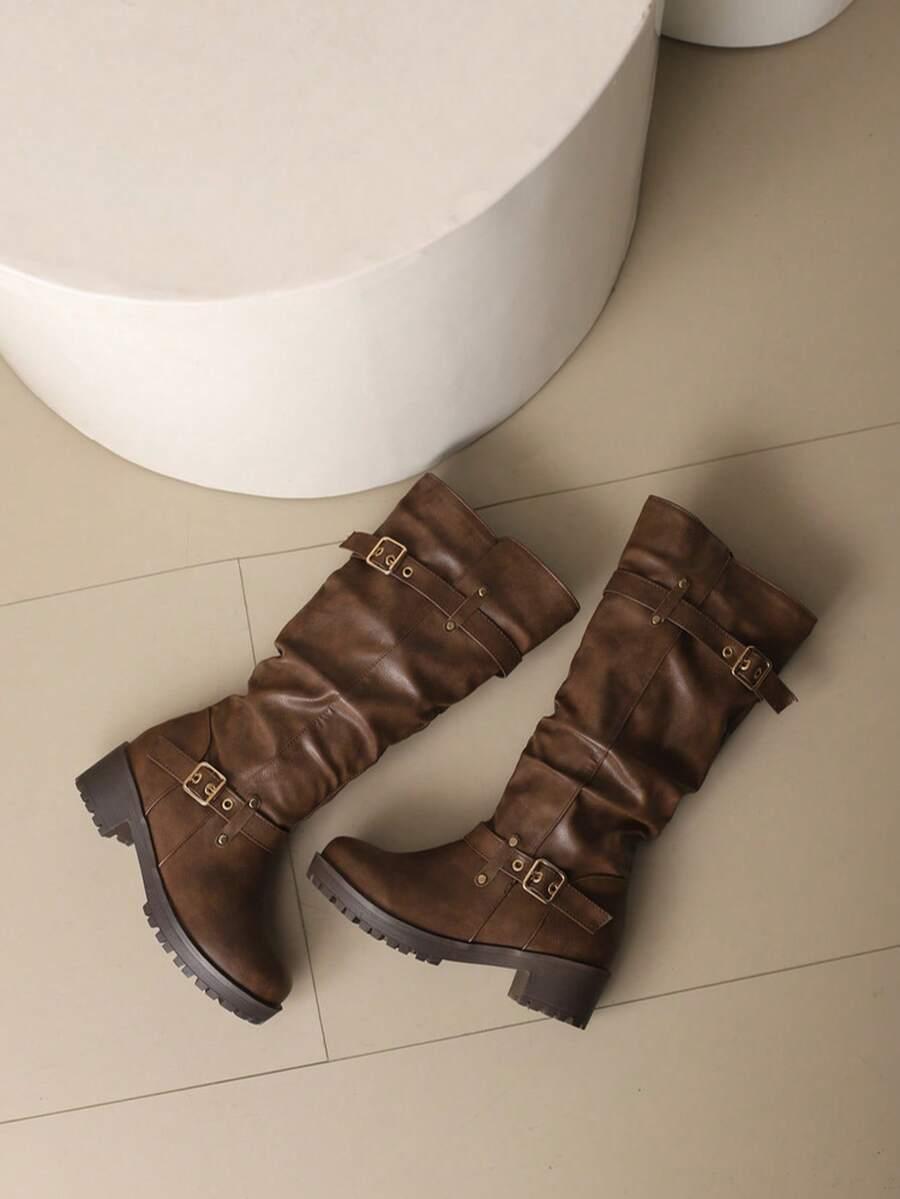SHEIN BRĄZOWE WSUWANE KOZAKI W01__37,5