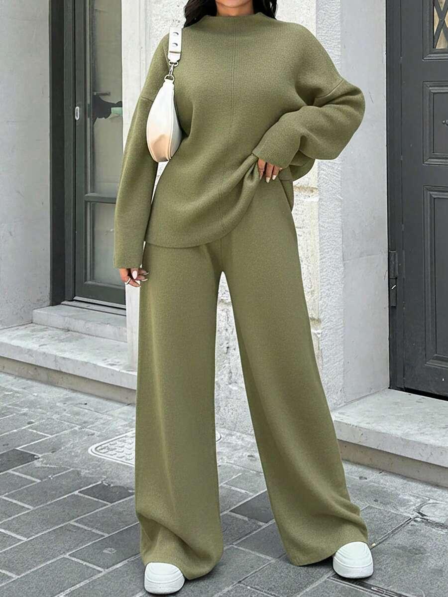 SHEIN DZIANINOWY KOMPLET SWETER SPODNIE S06__S