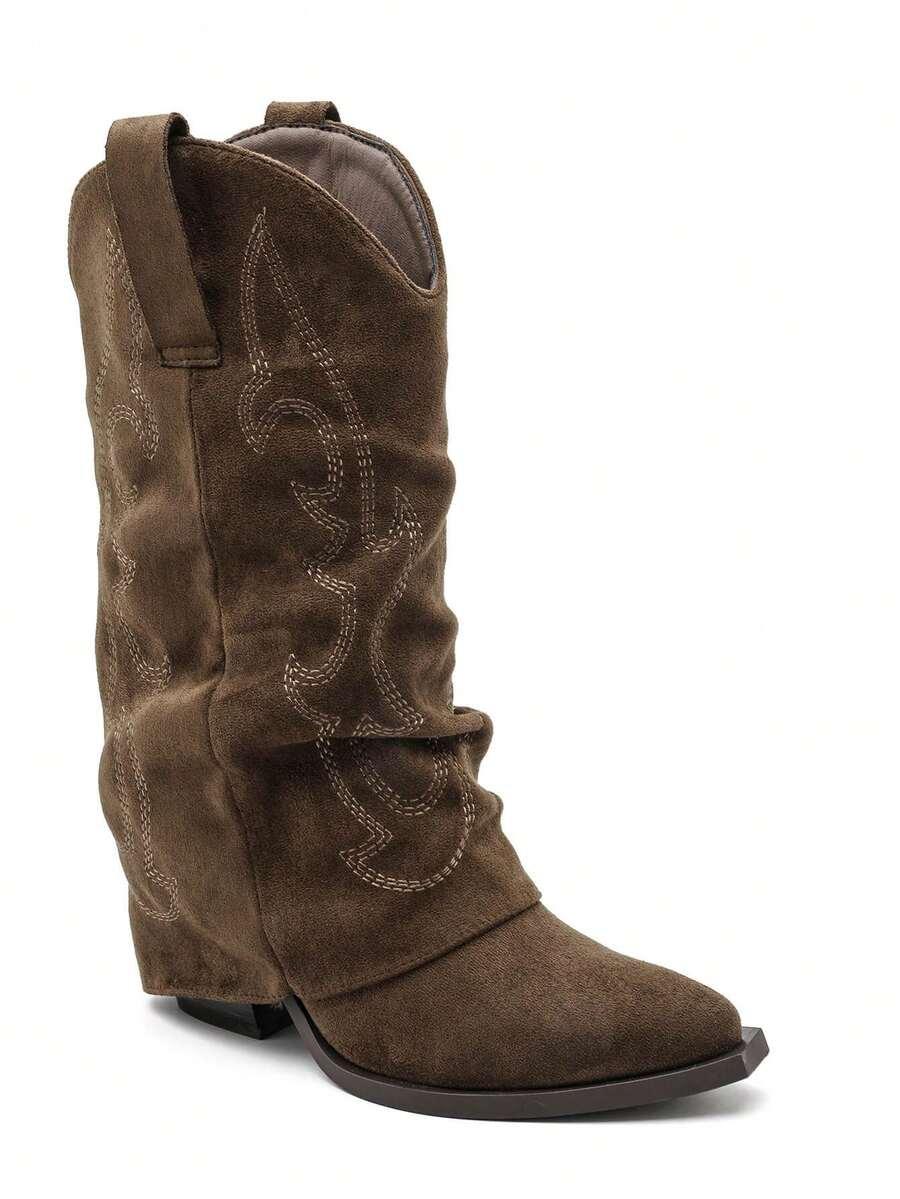 SHEIN BRĄZOWE KOZAKI KOWBOJKI W01__40