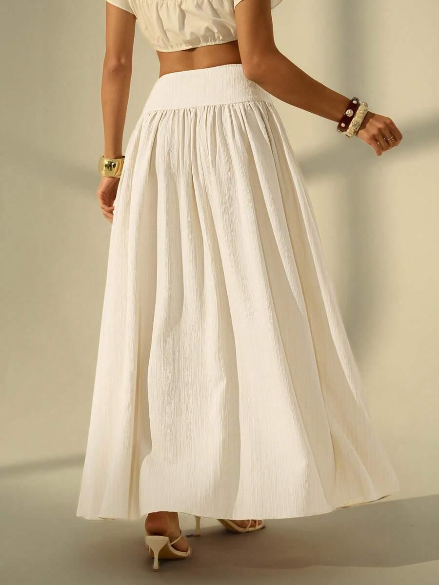 SHEIN BEŻOWA MAXI SPÓDNICA S06__L