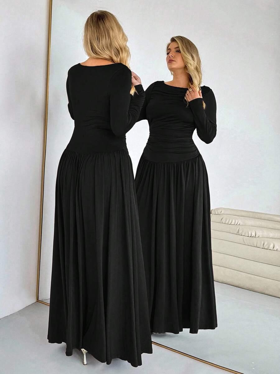 AURALIS CZARNA MAXI SUKIENKA DŁUGI RĘKAW S06__3XL