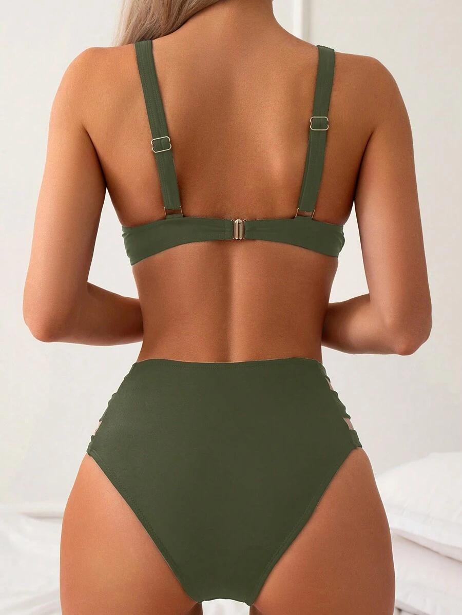 SHEIN ZIELONY DWUCZĘŚCIOWY STRÓJ KĄPIELOWY S09__XL