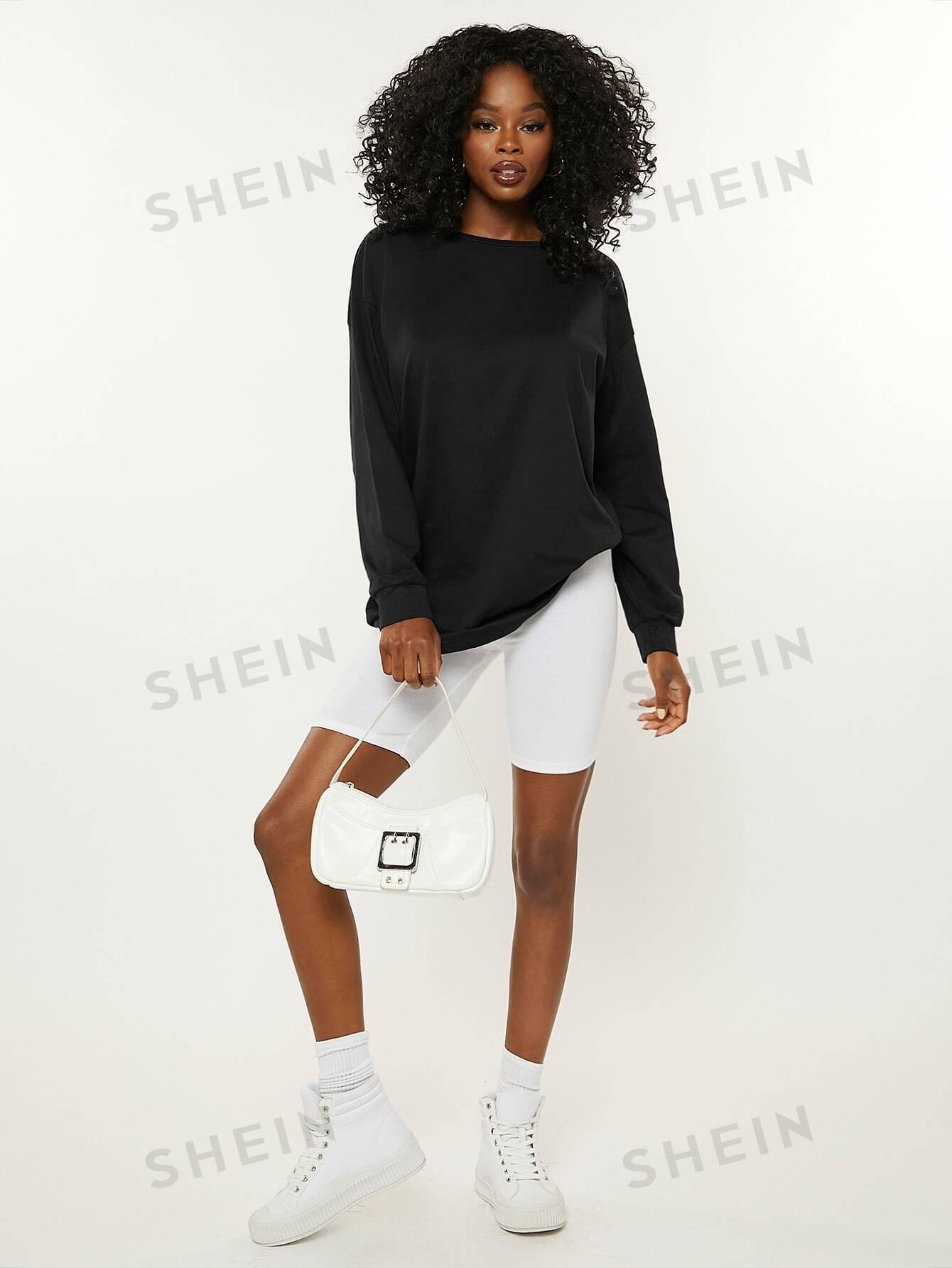 SHEIN CZARNA BLUZKA Z DŁUGIM RĘKAWEM S06__M