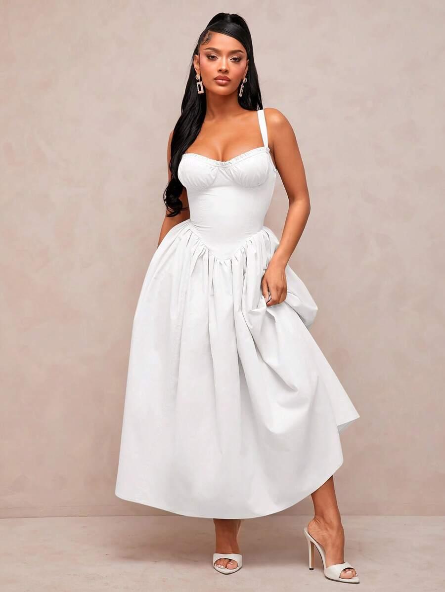 SHEIN BIAŁA SUKIENKA NA RAMIĄCZKACH S06__XS