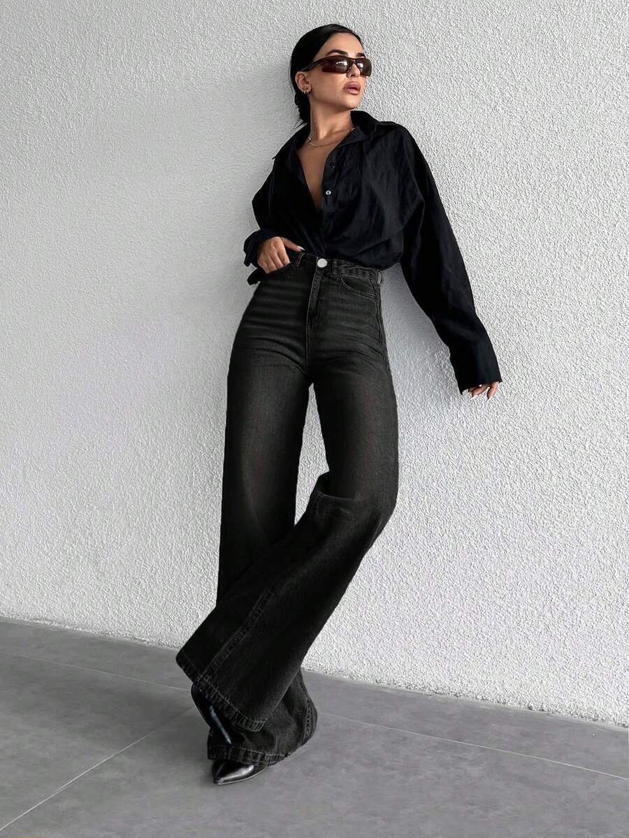 EURMUSE CZARNE SPODNIE JEANS S06__M