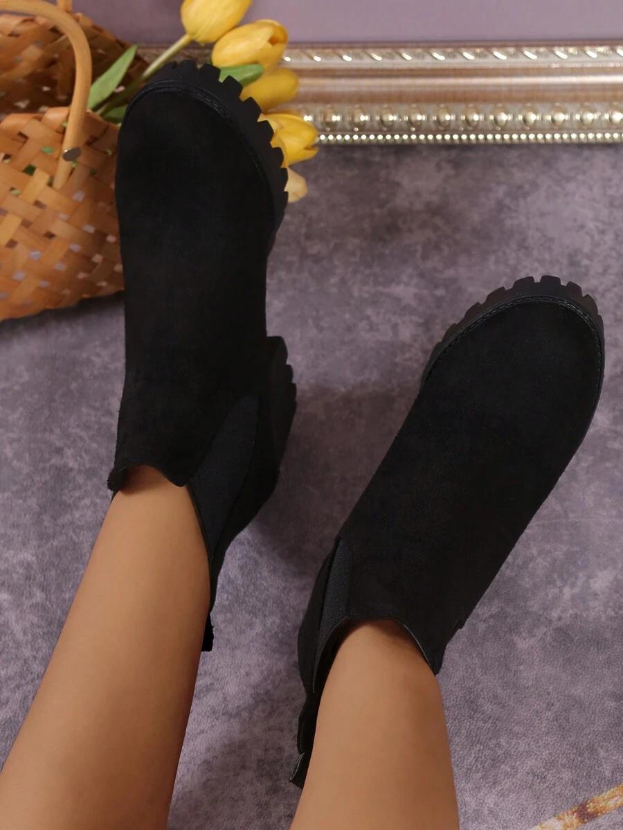 SHEIN CZARNE BOTKI IMITACJA ZAMSZU W01__