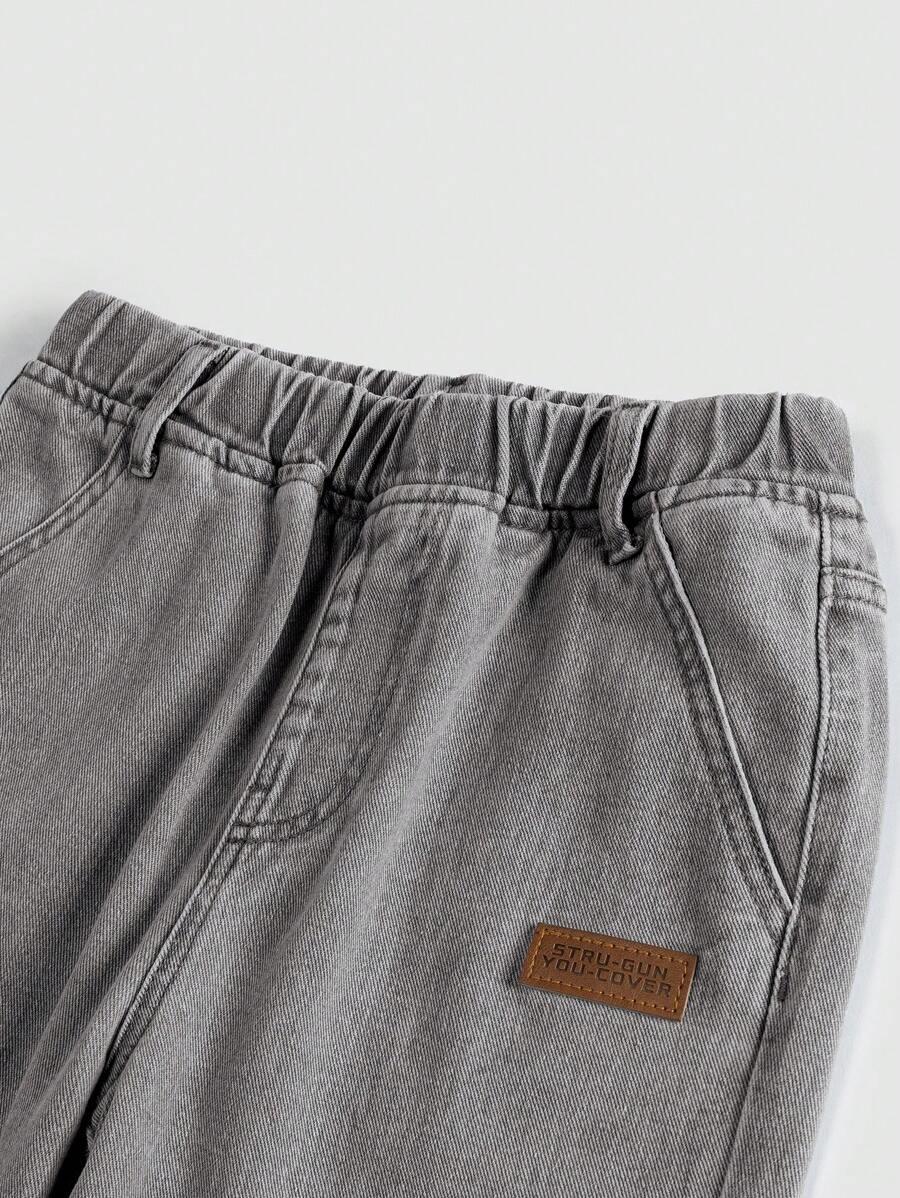 SHEIN SZARY KOMPLET SPODNIE KURTKA JEANS S06__128-134