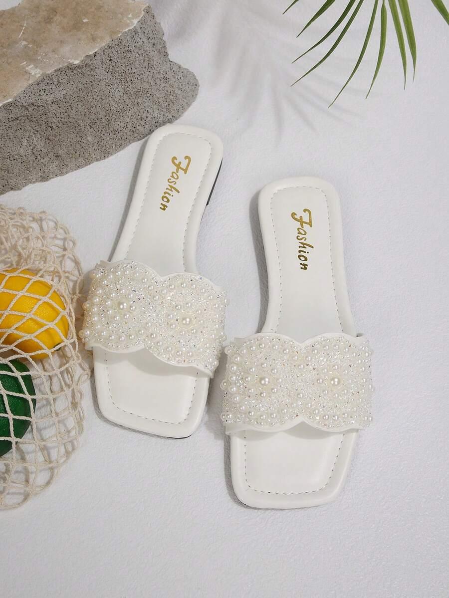 FASHION BIAŁE KLAPKI ZDOBIENIE S06__39