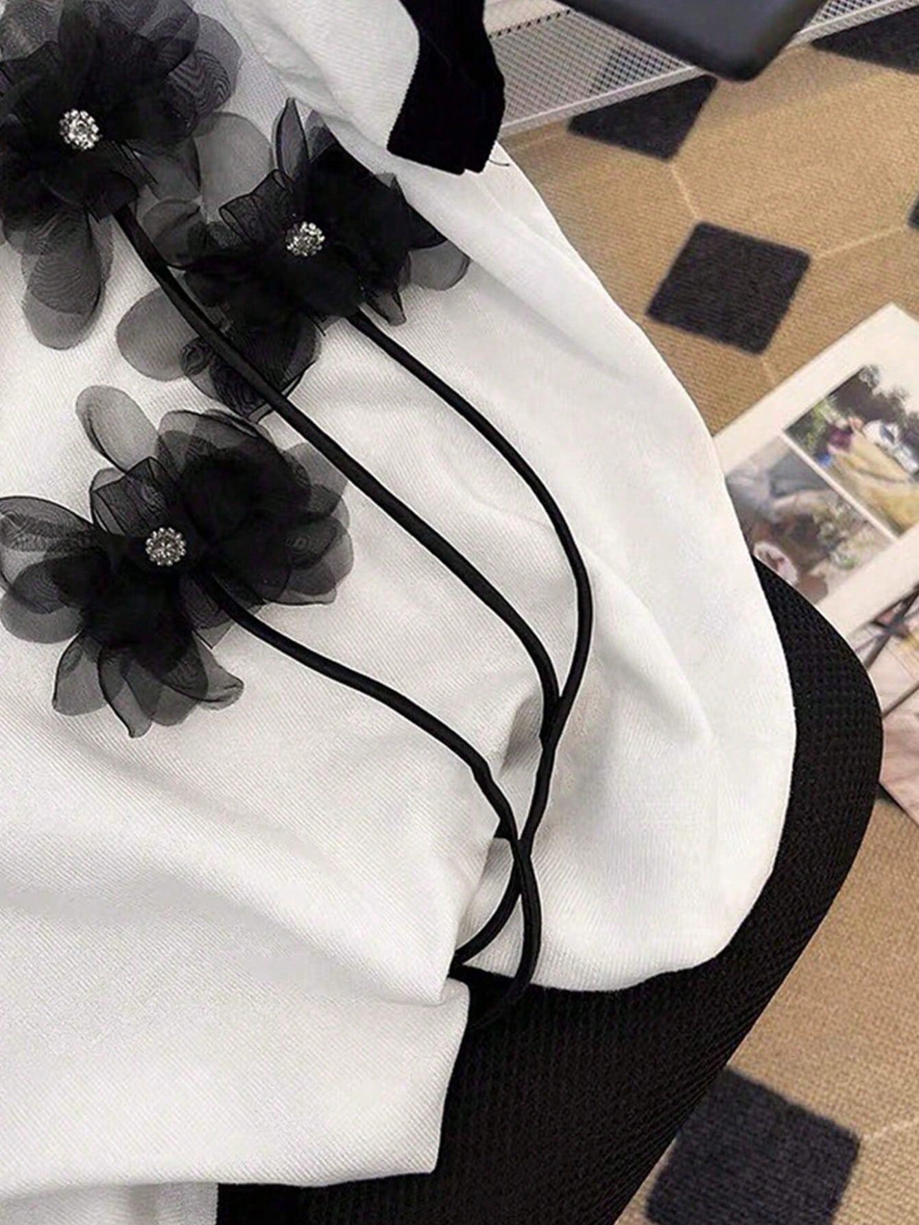 SHEIN BIAŁY T-SHIRT KRÓTKI RĘKAW ZDOBIENIE S06__L