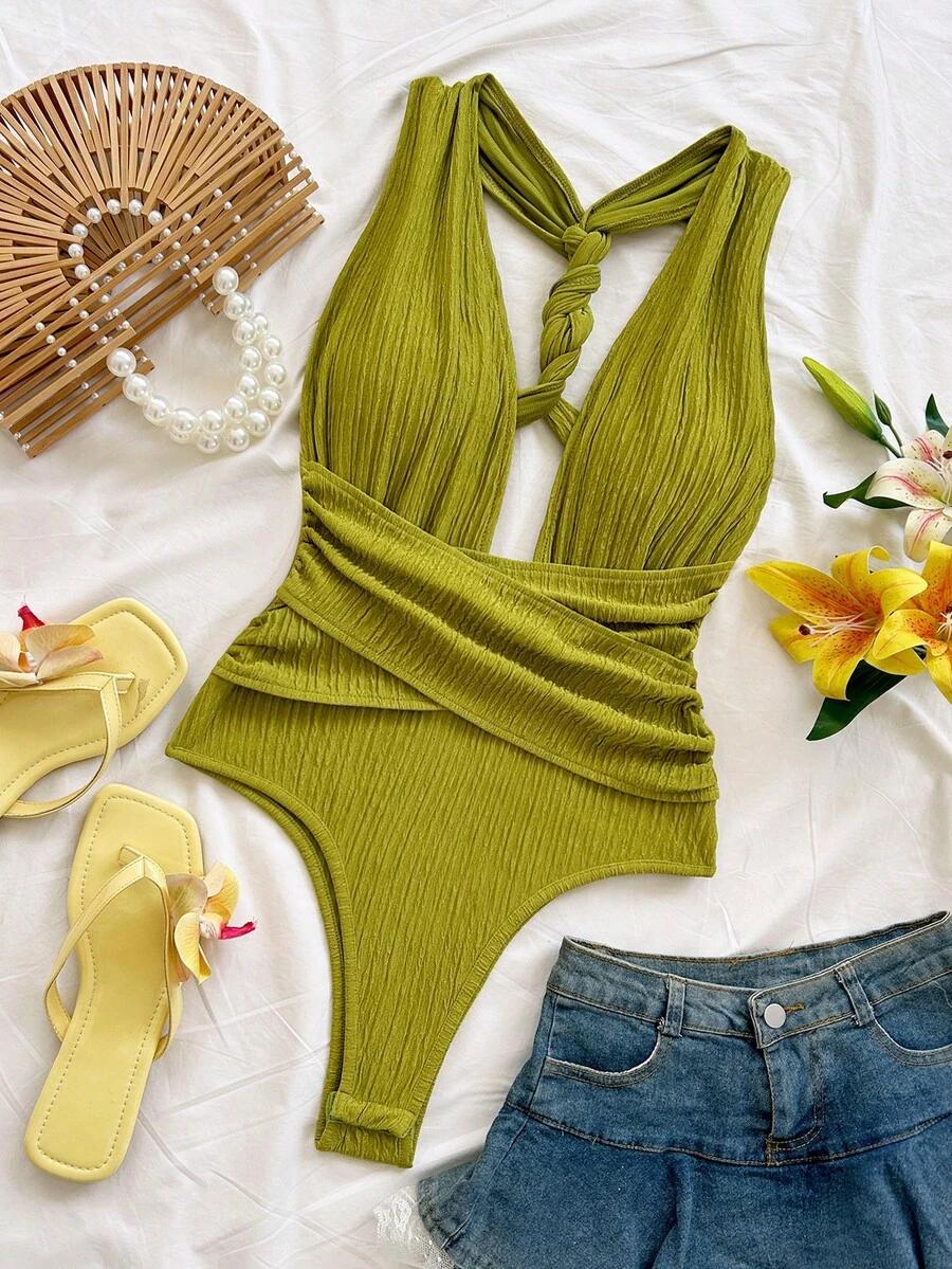 SOLEIA ZIELONE BODY ODKRYTE RAMIONA S09__M