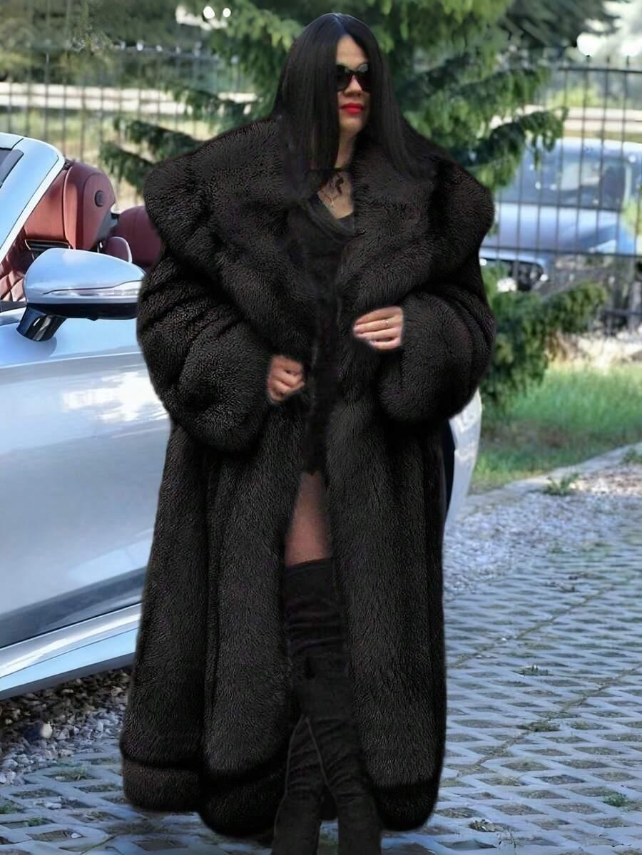 SHEIN CZARNE SZTUCZNE FUTRO W01__M