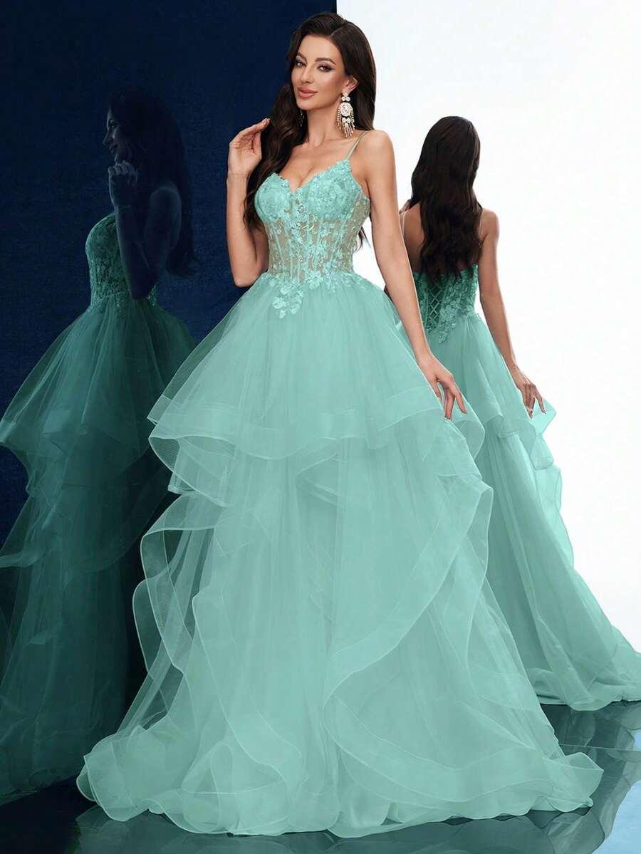SHEIN ZIELONA MAXI SUKIENKA S09__S