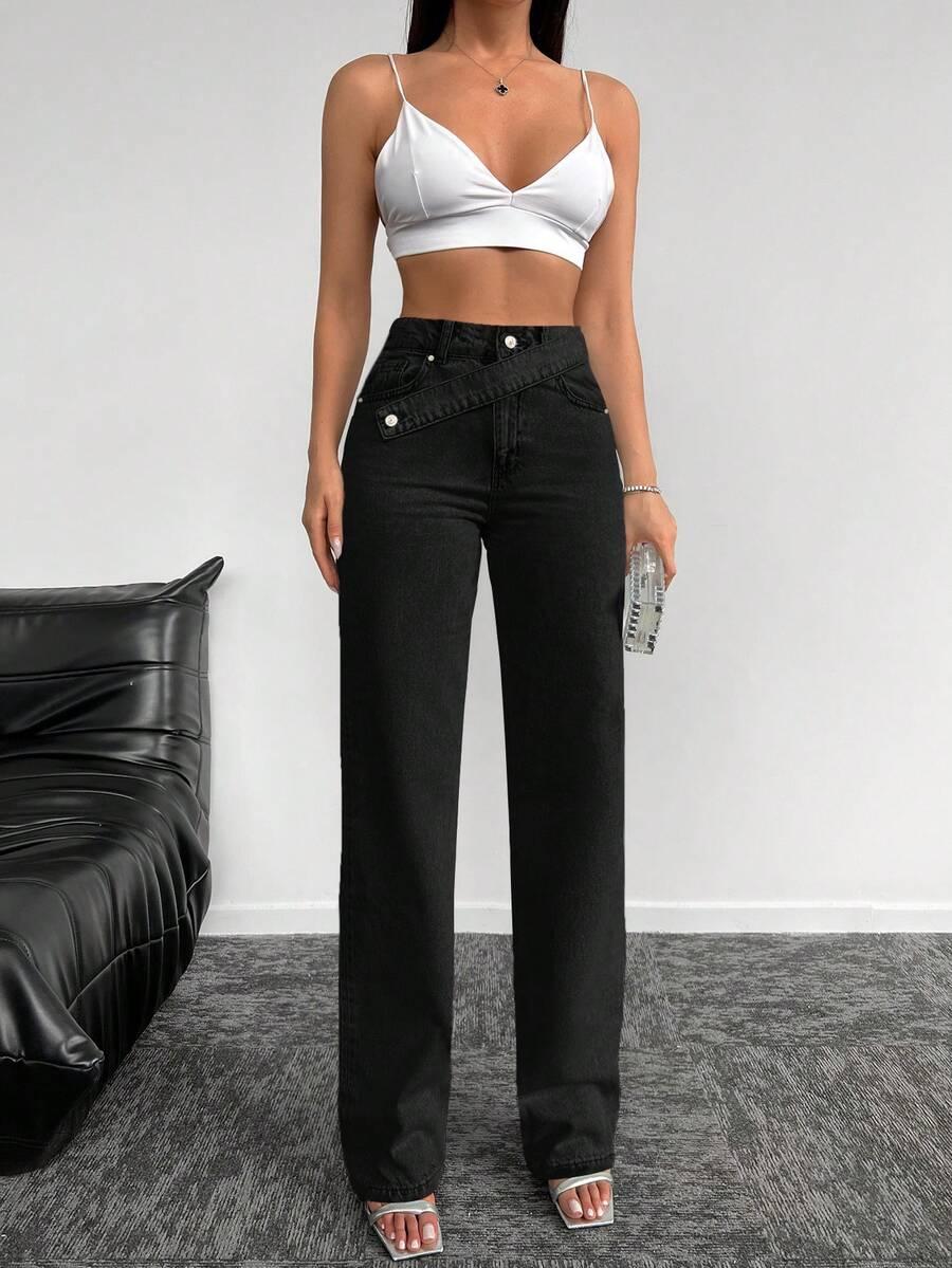 SHEIN CZARNE SPODNIE JEANS S06__S