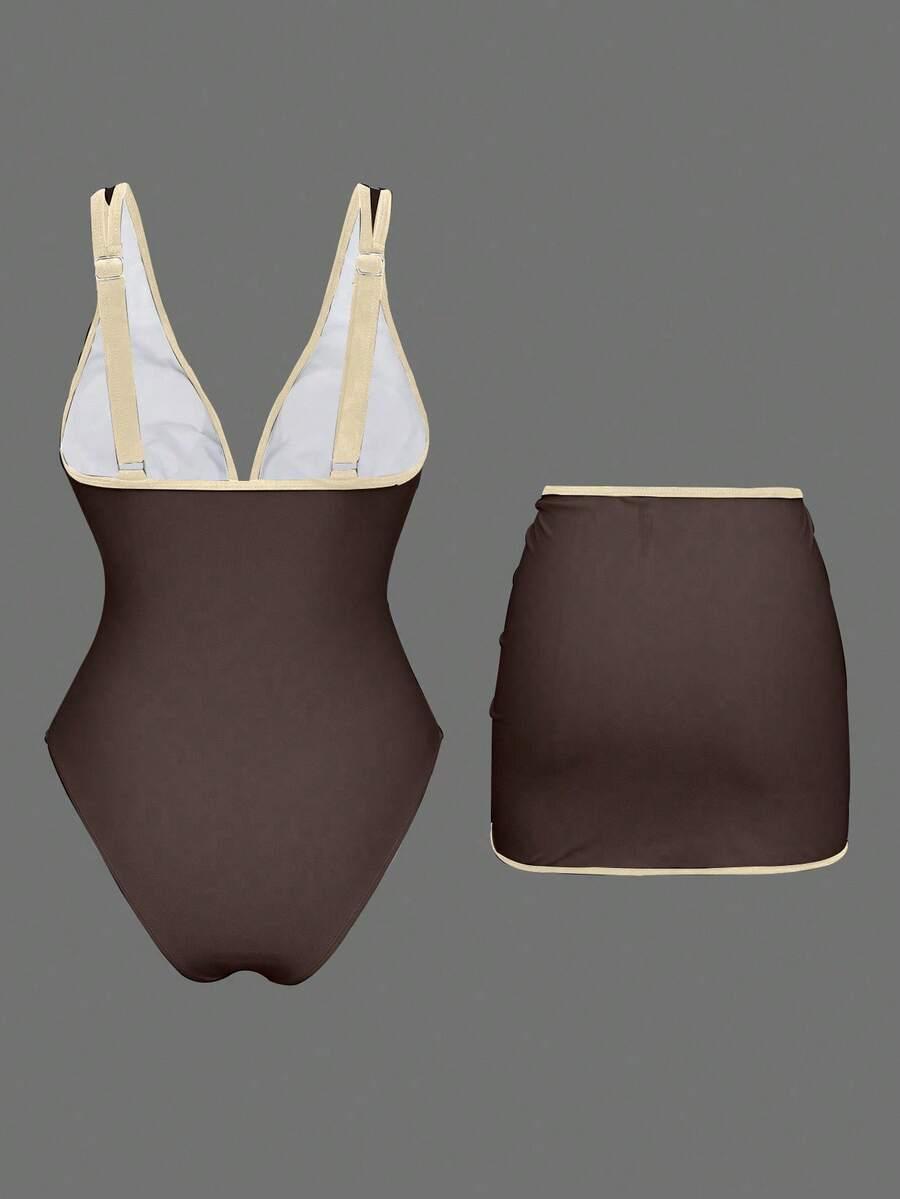 SHEIN JEDNOCZĘŚCIOWY STRÓJ KĄPIELOWY SPÓDNICA KOMPLET S09__XL