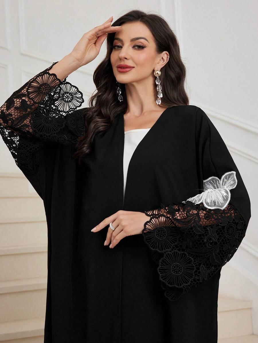 SHEIN CZARNA NARZUTKA ZDOBIENIE S06__S