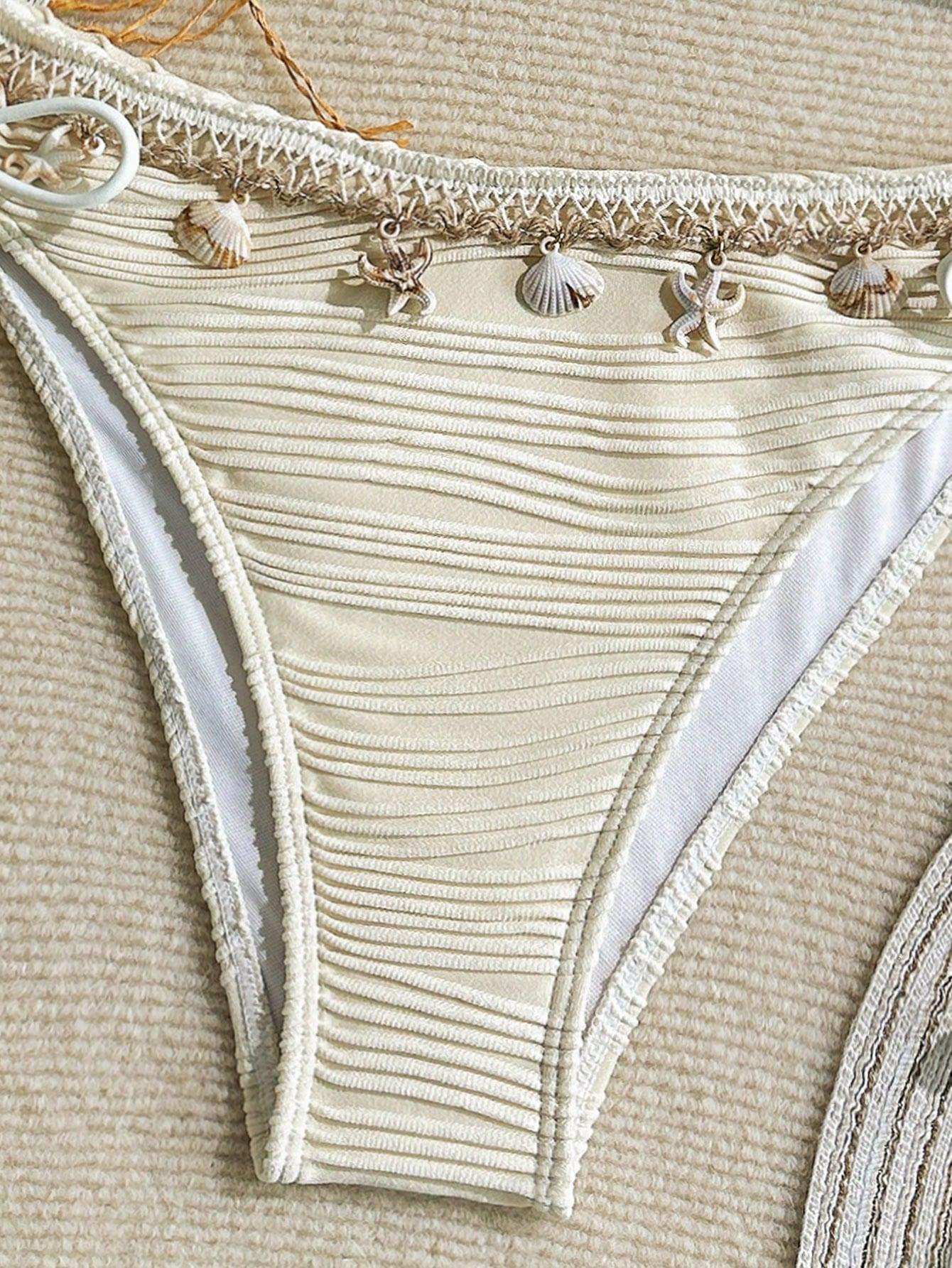 SHEIN BEŻOWY DWUCZĘŚCIOWY STRÓJ KĄPIELOWY S09__M