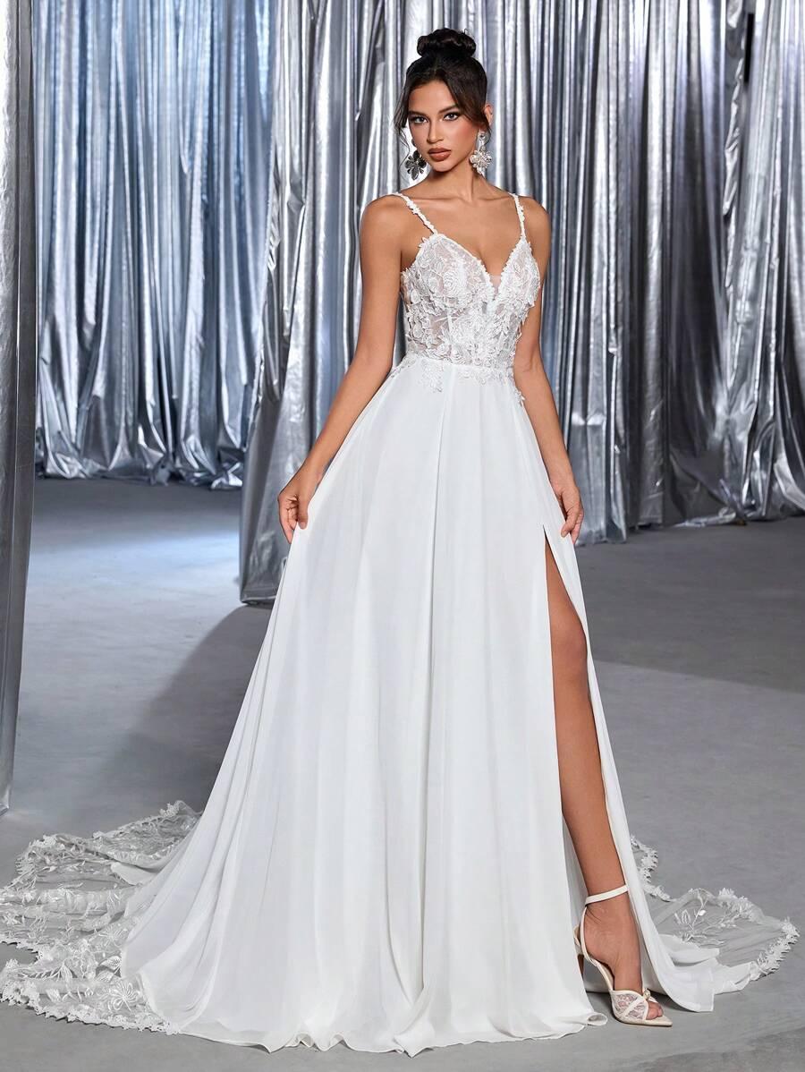 SHEIN BIAŁA SUKNIA ŚLUBNA ZDOBIENIE S06__36