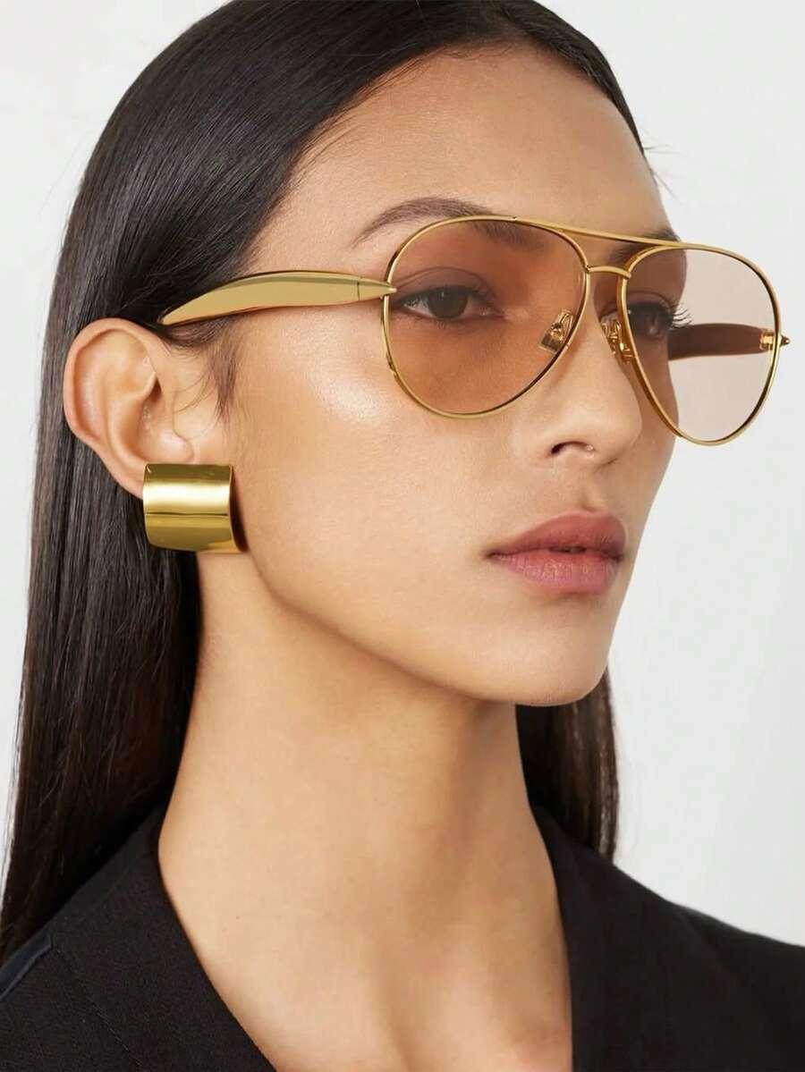 SHEIN OKULARY PRZECIWSŁONECZNE ZŁOTE OPRAWKI S07