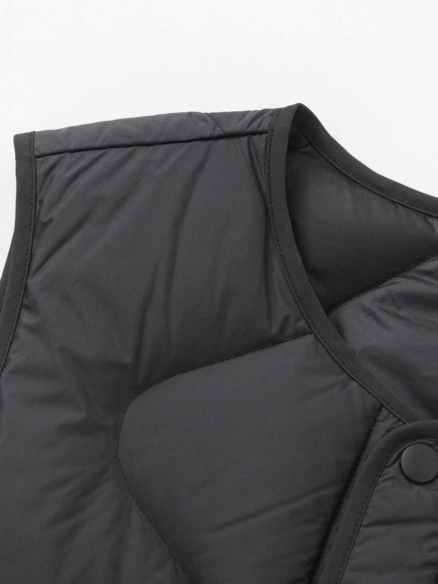 SHEIN CZARNY PUCHOWY BEZRĘKAWNIK S06__152/158
