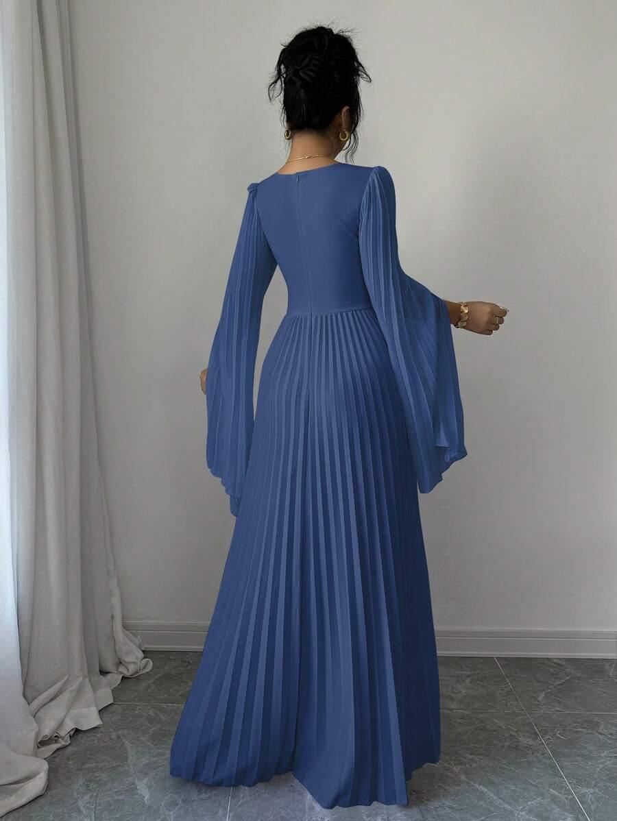 ELENZGA NIEBIESKA SUKIENKA MAXI PLISY S06__XXL