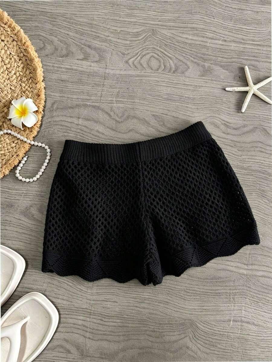 SHEIN CZARNE DZIANINOWE SPODENKI S06__M