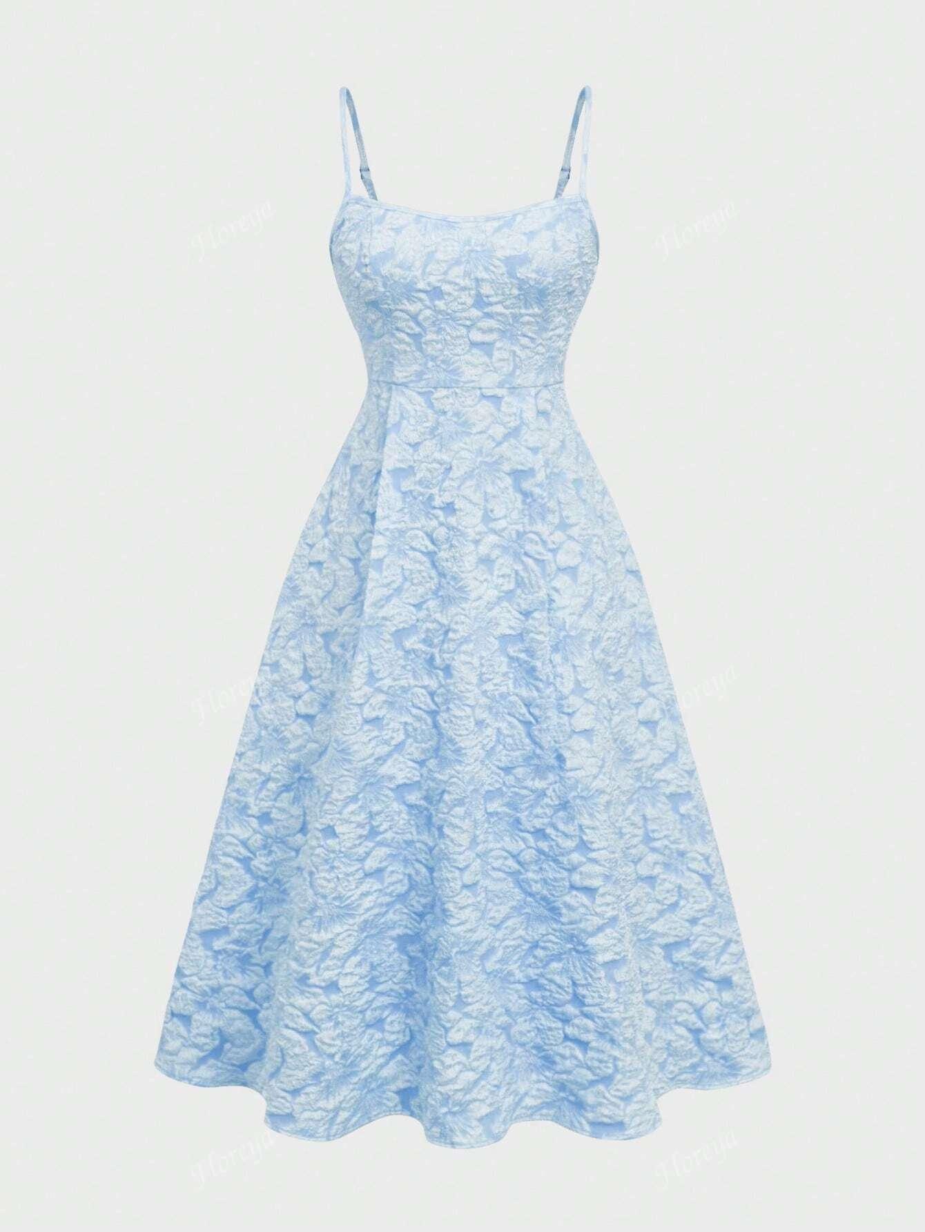 SHEIN NIEBIESKA MIDI SUKIENKA KWIATY STRUKTURA S06__L