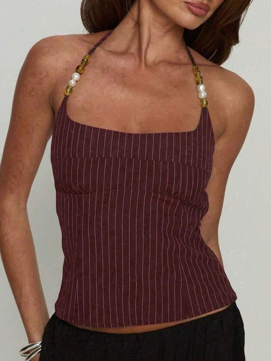 SHEIN BORDOWY TOP W PASKI S09__M