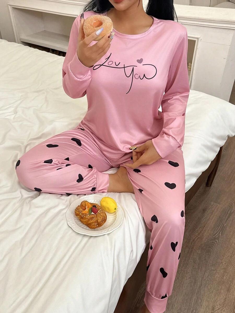 SHEIN RÓŻOWA PIŻAMA KOMPLET PRINT PK01__S