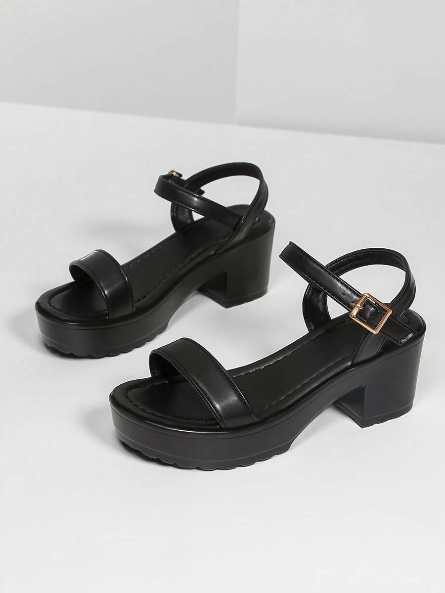 SHEIN CZARNE SANDAŁY NA OBCASIE S06__41