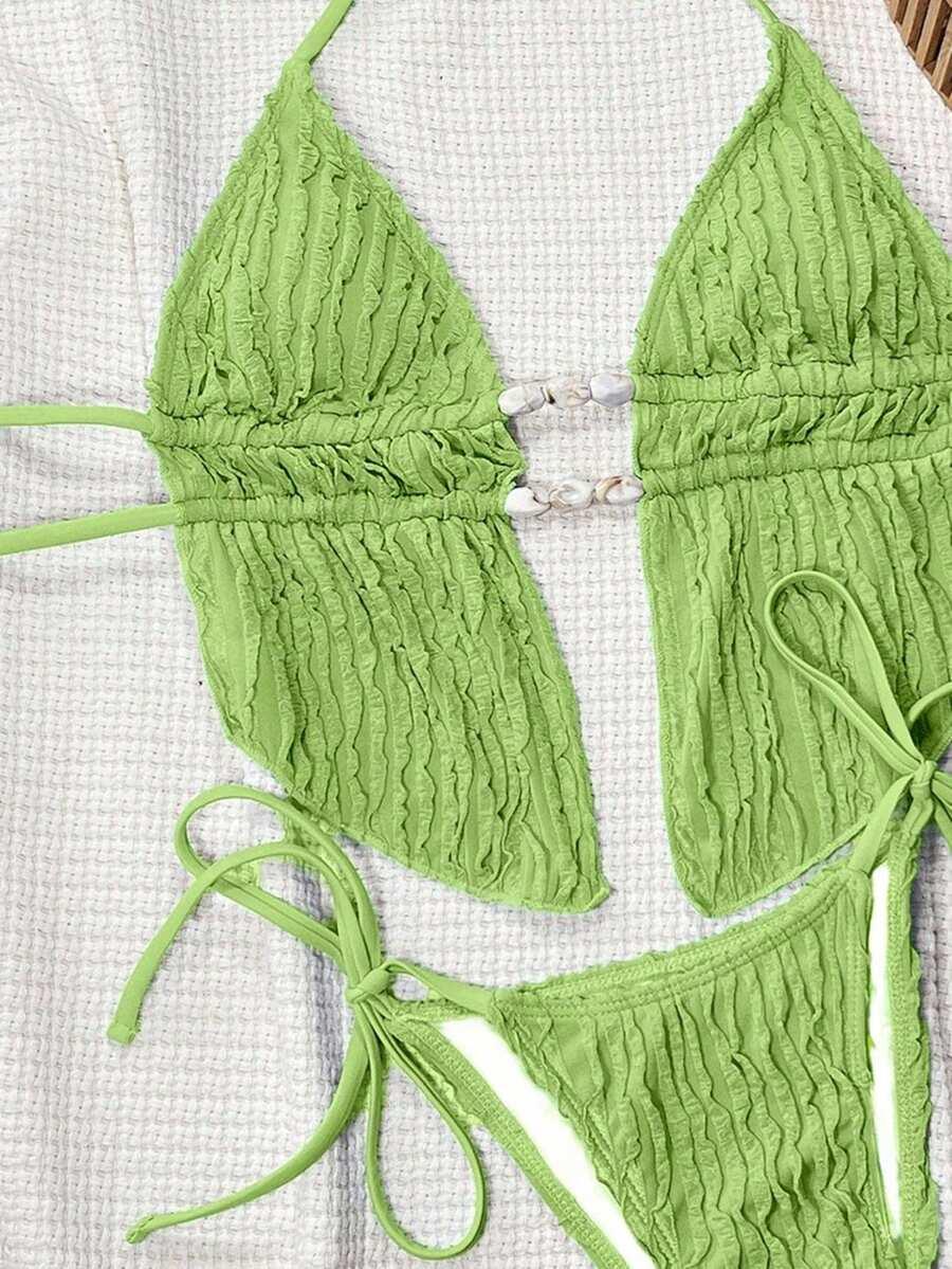 SHEIN ZIELONY DWUCZĘŚCIOWY STRÓJ KĄPIELOWY S09__L