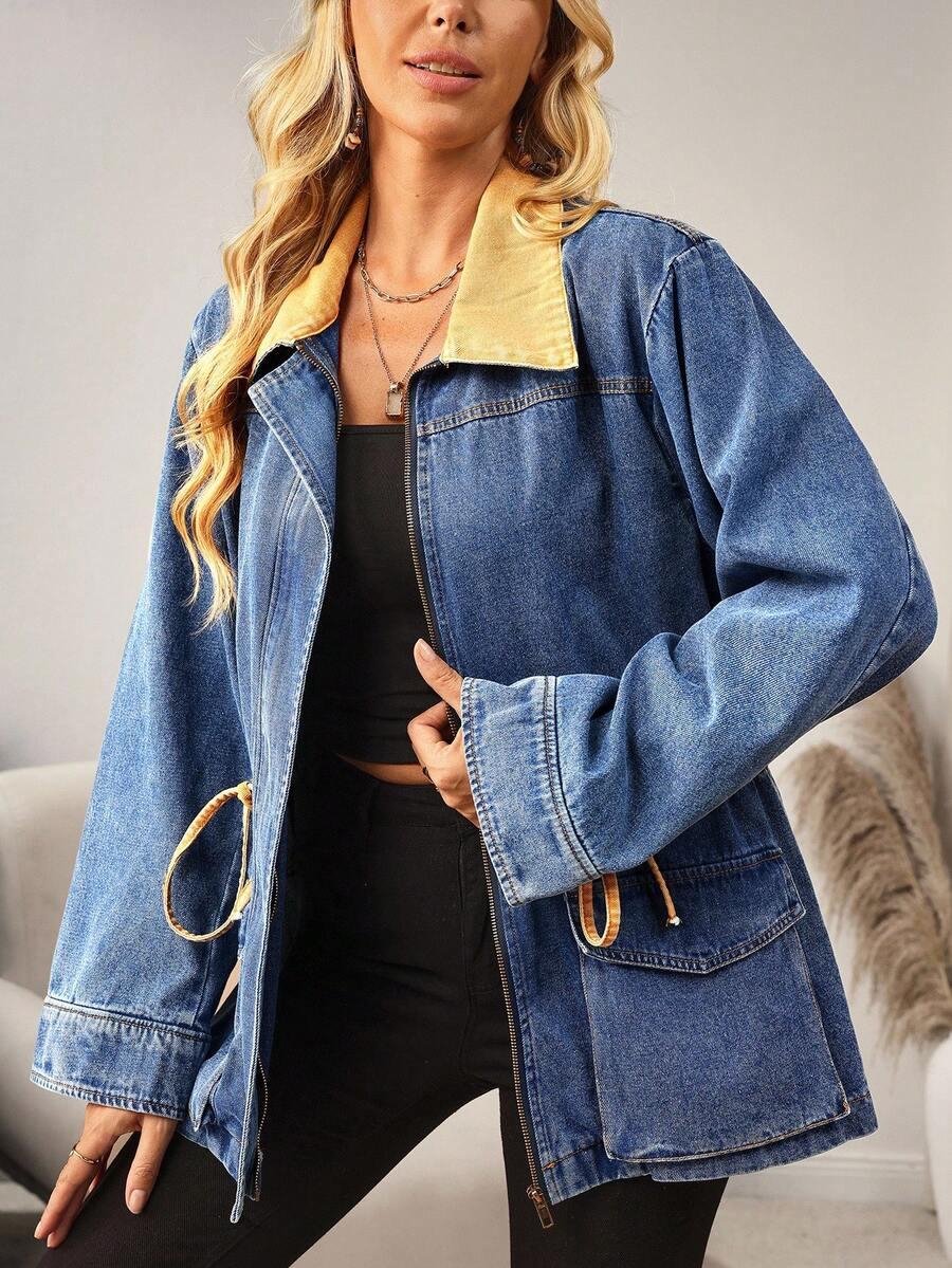 SHEIN KURTKA PARKA JEANS KONTRAST S06__L