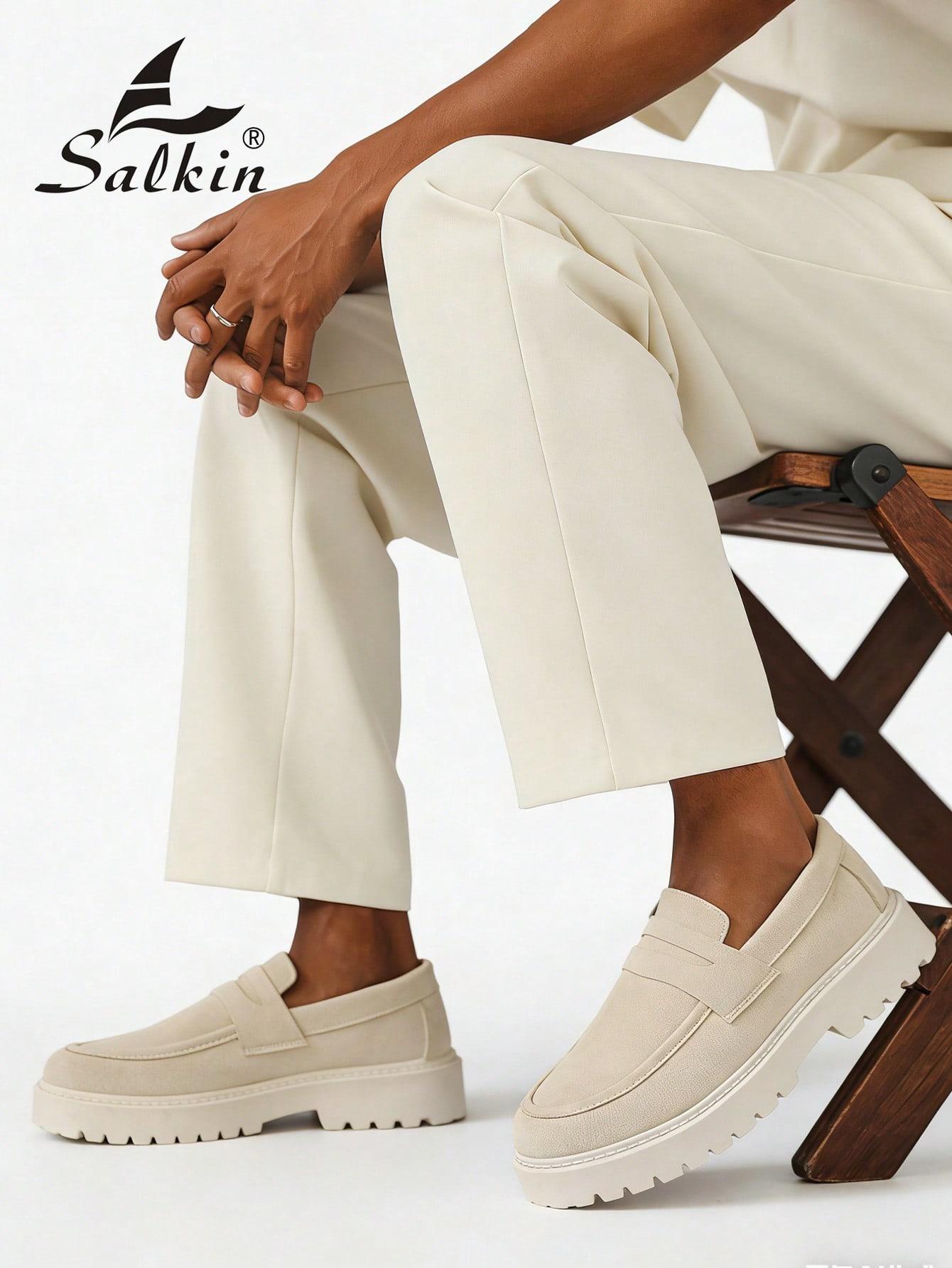 SHEIN BEŻOWE MOKASYNY PLATFORMA S06__46