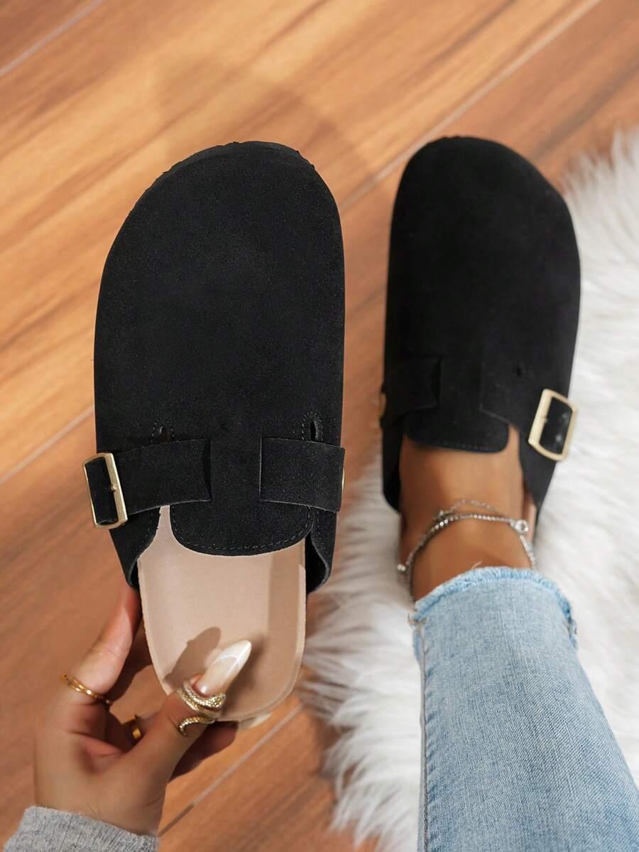 SHEIN CZARNE ZABUDOWANE KLAPKI S06__40,5