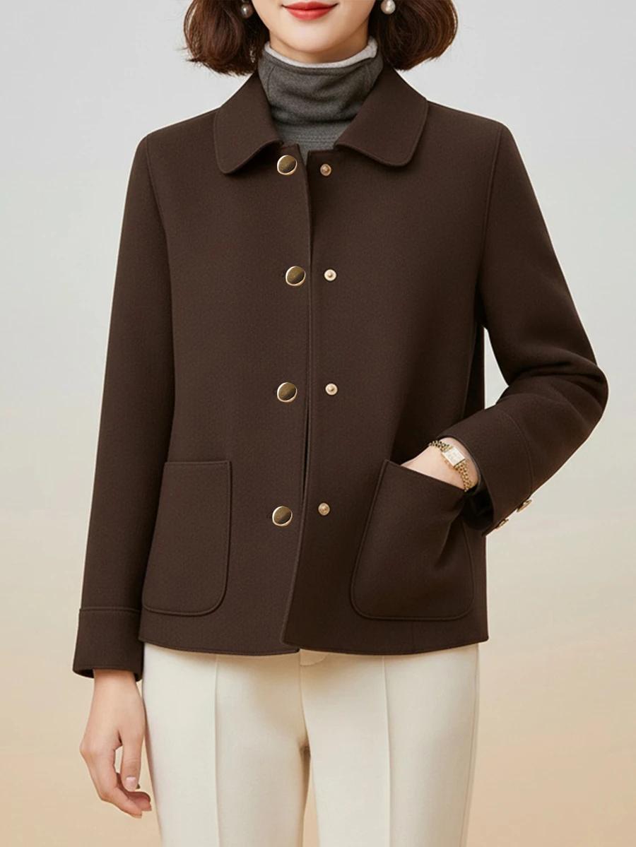 SHEIN BRĄZOWA KURTKA ZATRZASKI KOŁNIERZ KIESZENIE PK01__XXL