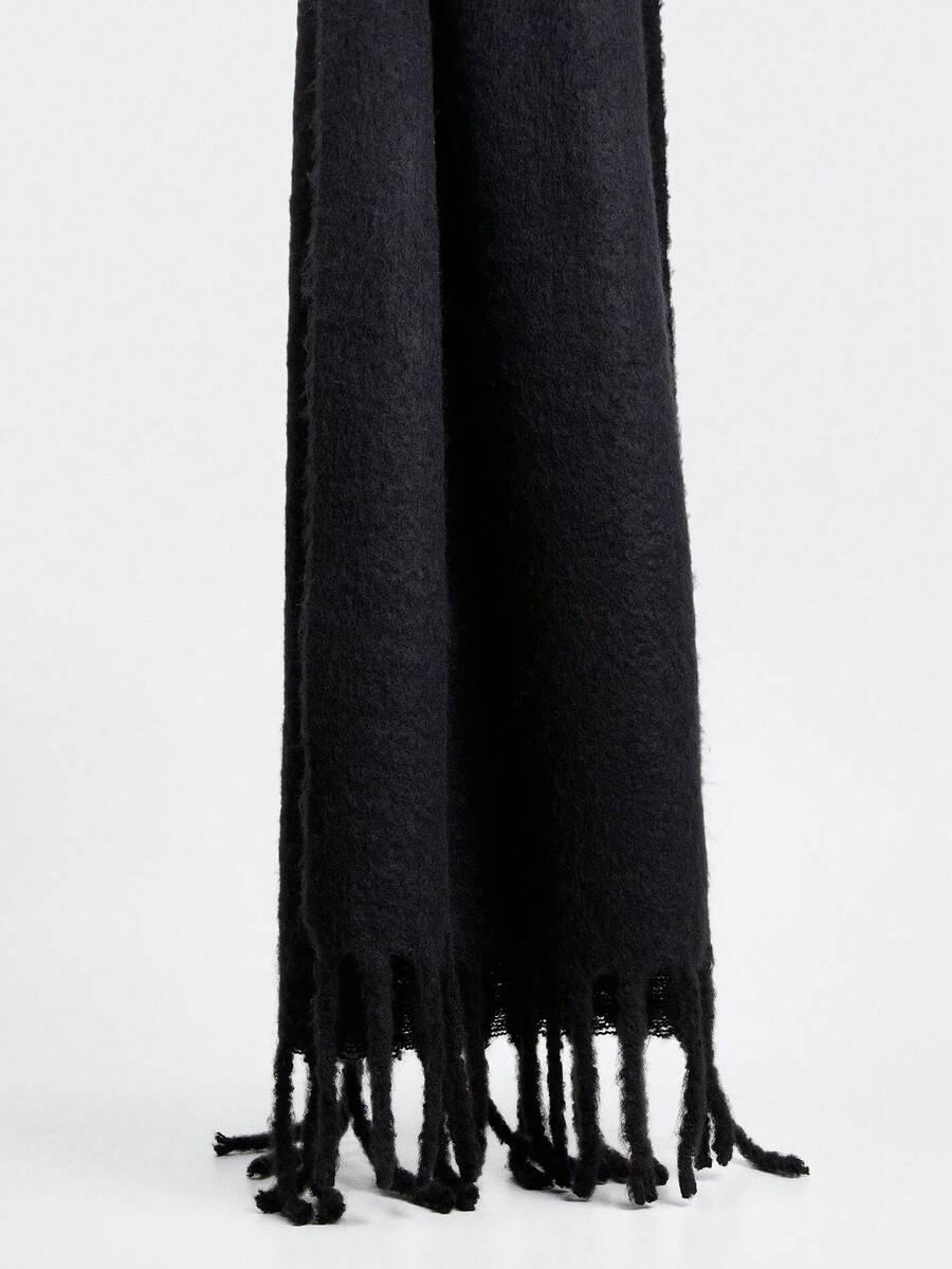 SHEIN CZARNY SZALIK FRĘDZLE W01__40X190CM