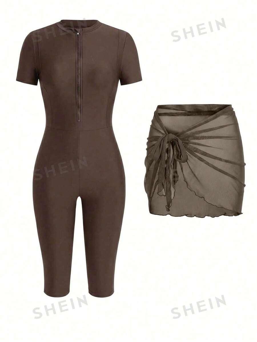 SWIM SHAYNI BRĄZOWY JEDNOCZĘŚCIOWY STRÓJ KĄPIELOWY PK01__L