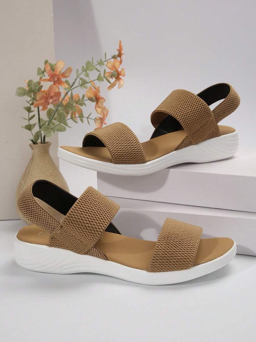 SHEIN BRĄZOWE SANDAŁY WSUWANE S06__41