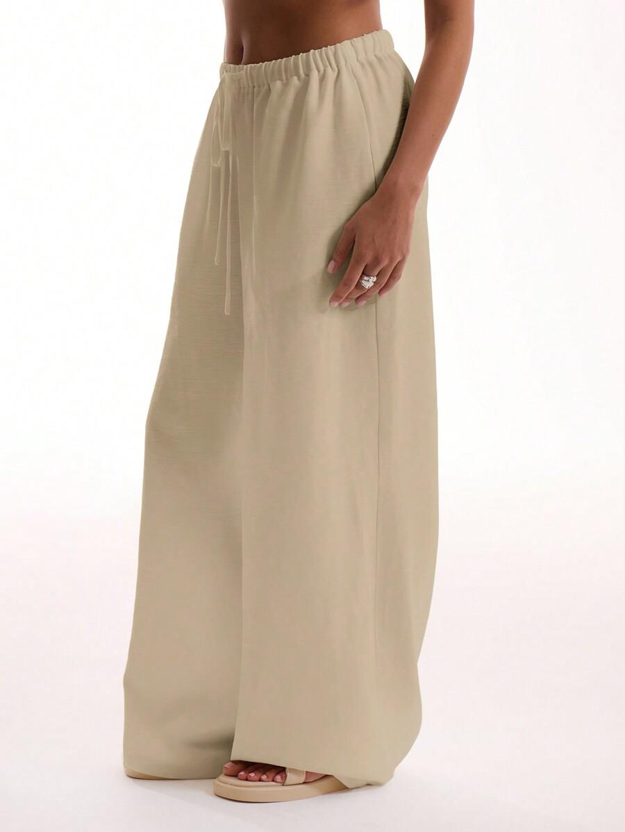 SHEIN BEŻOWE SPODNIE CASUAL BAGGY S06__L