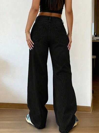 SHEIN CZARNE SPODNIE JEANSOWE S06__46
