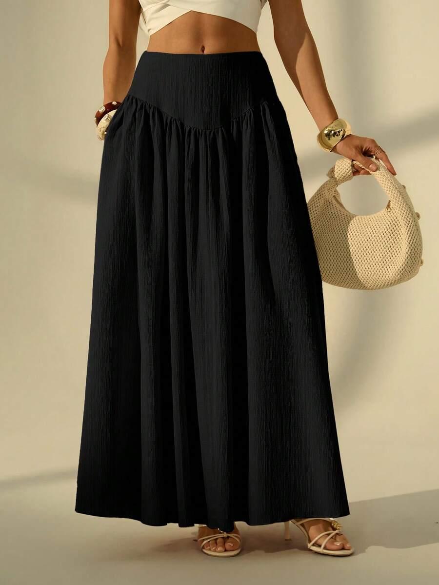 SHEIN CZARNA MAXI SPÓDNICA S06__L