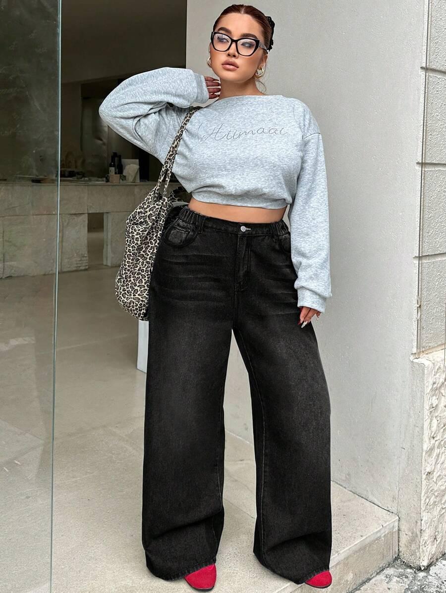 SHEIN CZARNE SPODNIE JEANS WYSOKI STAN S06__46