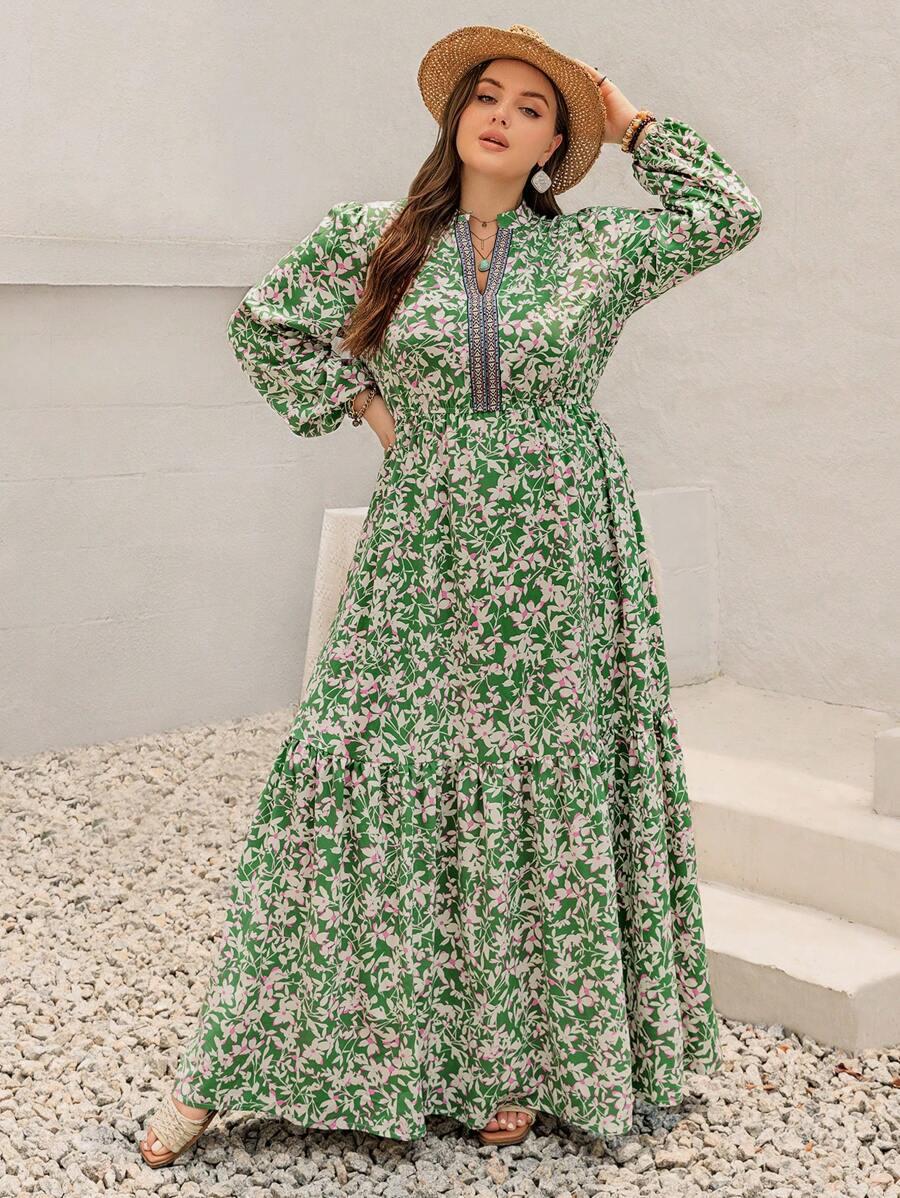 RUSTTYDUSTTY MAXI SUKIENKA V-NECK KWIATY S09__XXL