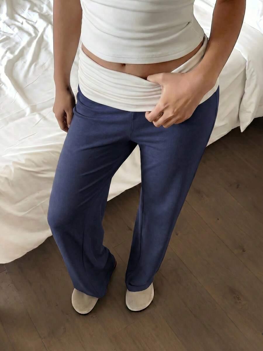 SHEIN GRANATOWE SPODNIE CASUAL S06__M