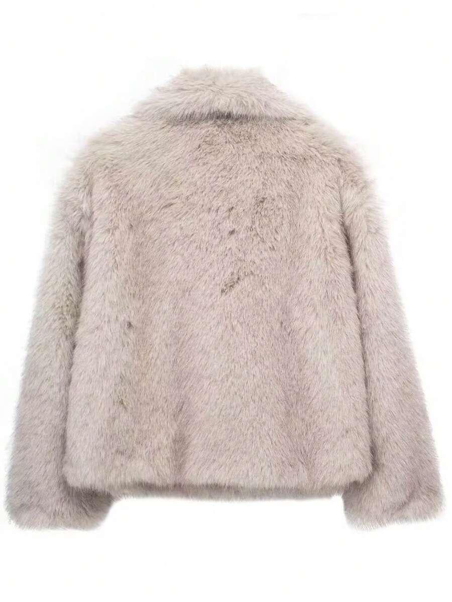 SHEIN SZARE SZTUCZNE FUTRO W01__M