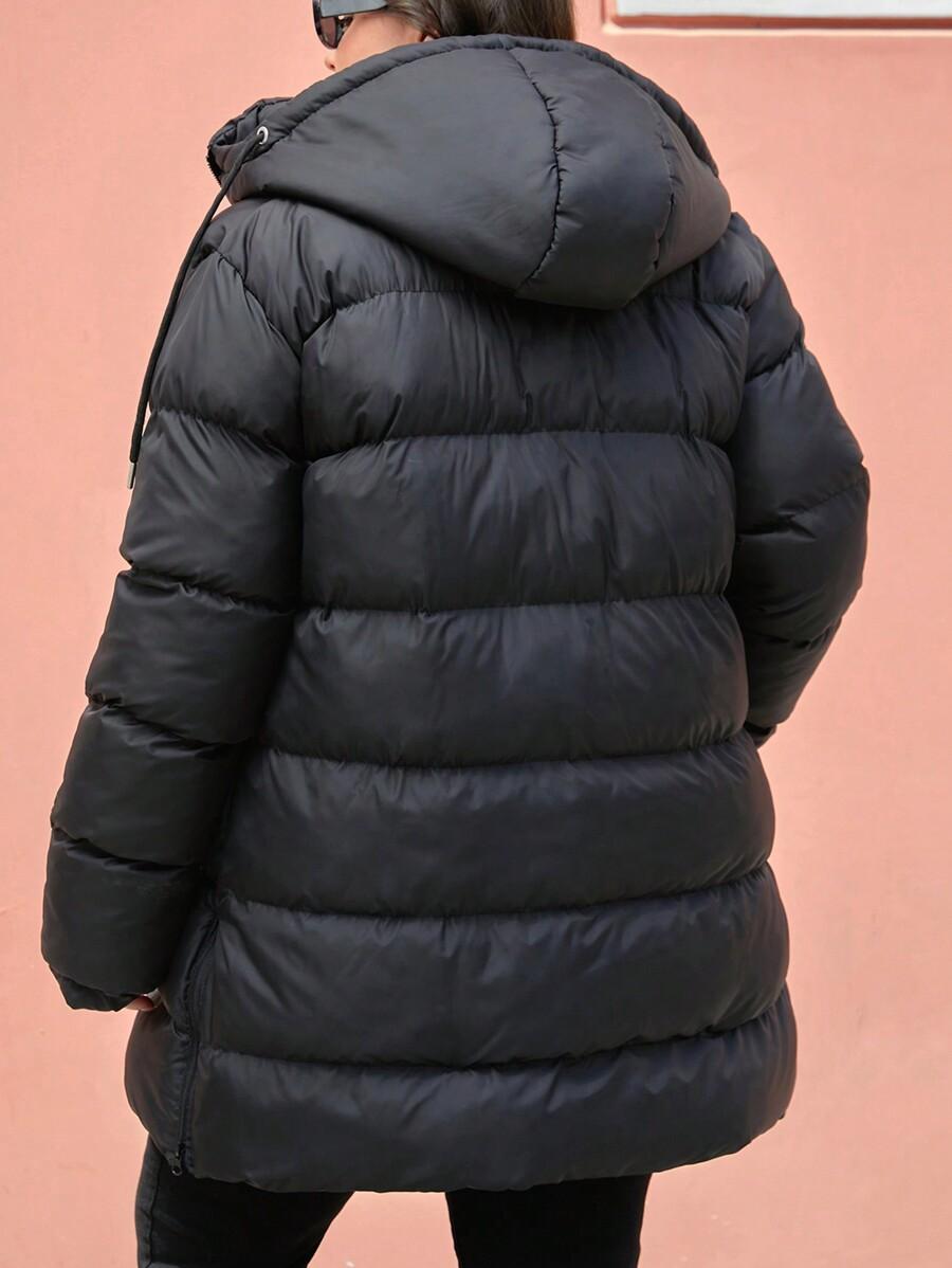 SHEIN PIKOWANA CZARNA KURTKA Z KAPTUREM W01__48