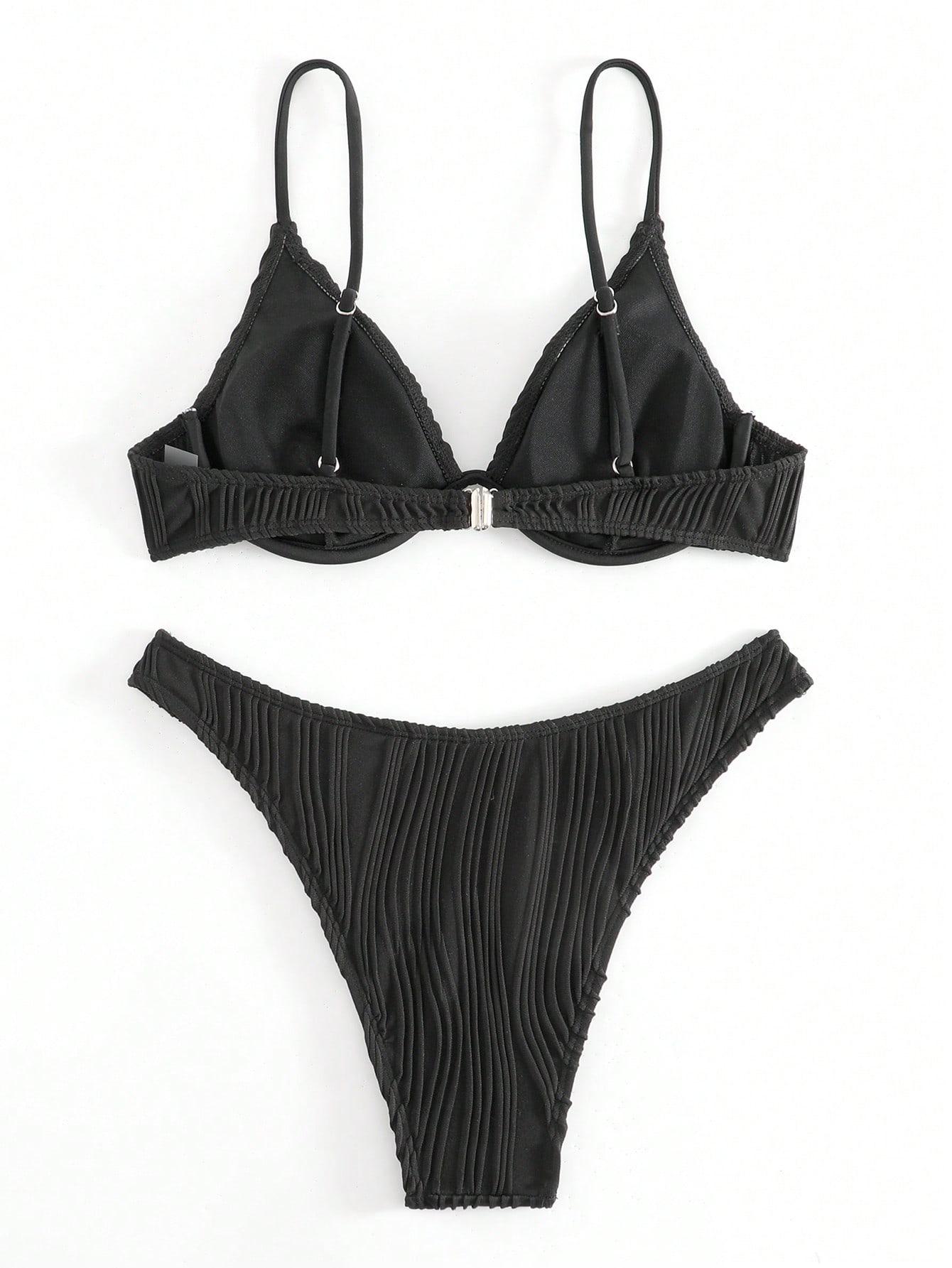 SHEIN CZARNE BIKINI TEKSTURA S09__S
