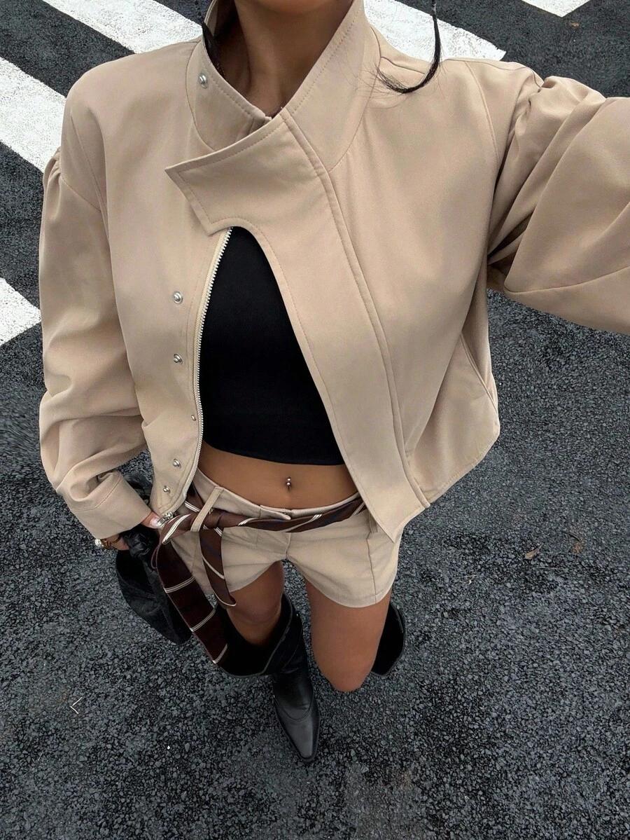 SHEIN BEŻOWE KRÓTKIE SPODENKI S09__S