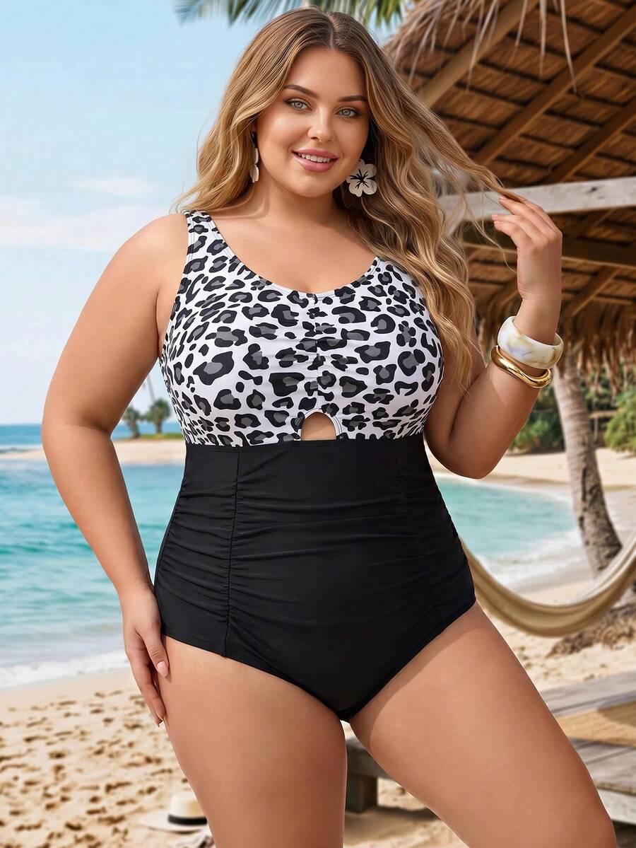 SHEIN JEDNOCZĘŚCIOWY STRÓJ KĄPIELOWY LEOPARD PRINT S09__54