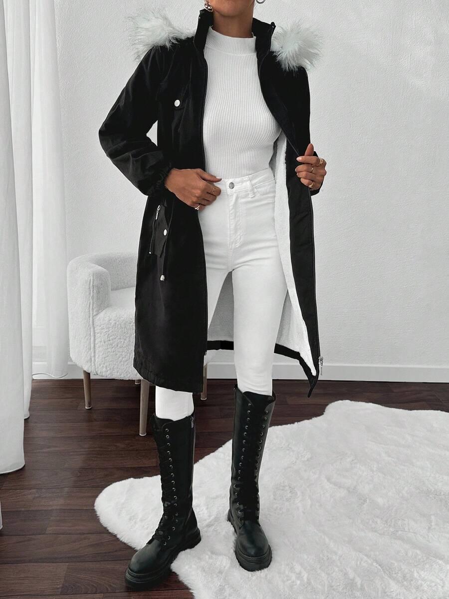 SHEIN CZARNA KURTKA KAPTUR W01__L